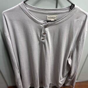 Lucky Brand Heather Grey Long Sleeve Slub Jersey Henley Men's 2XL